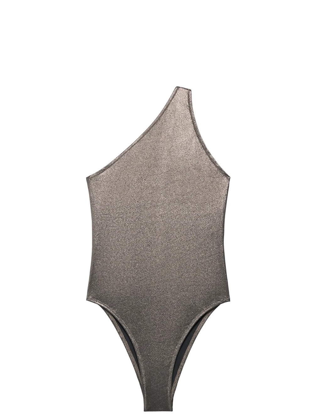 Zara Metallic One-Shoulder One-Piece Swimsuit - Silver